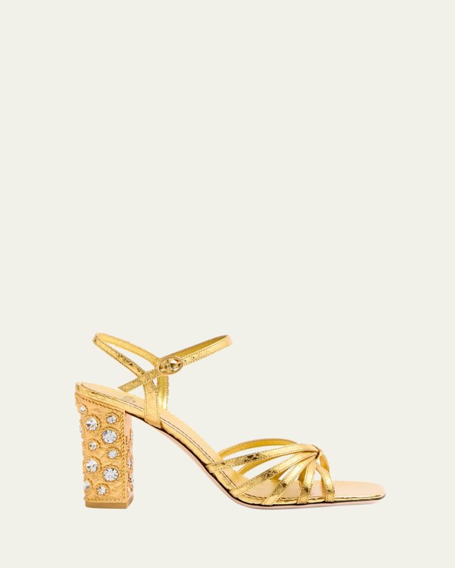 Metallic Jewel Ankle-Strap Sandals